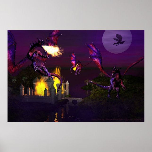 Poster Attaque au dragon par David et Michelle Wilder (Devant)