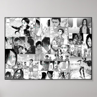 Poster Attaque contre Titan Eren Yeager Manga Collage