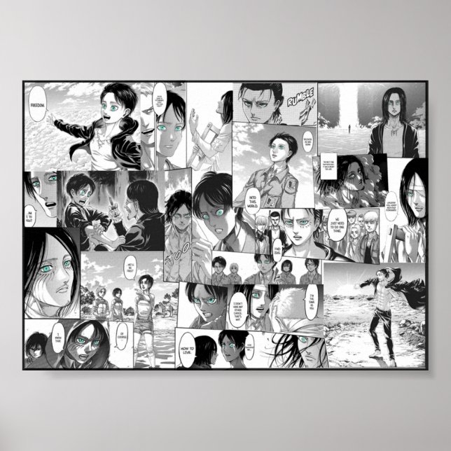 Poster Attaque contre Titan Eren Yeager Manga Collage (Devant)