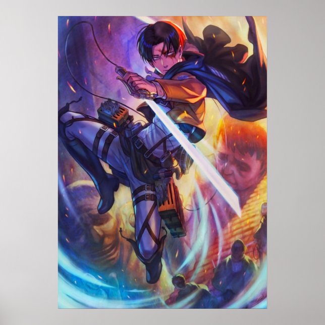 Poster Attaque contre titan Levi (Devant)