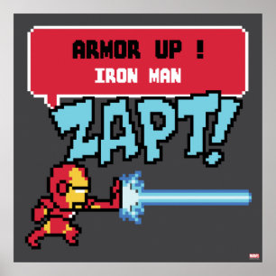 Poster Attaque de l'homme en fer à 8 bits - Armor Up!