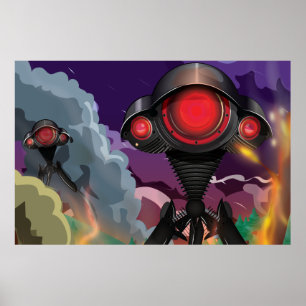 Poster Attaque de trépied alien de science-fiction !