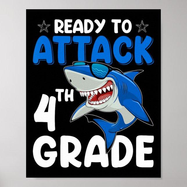 Poster Attaquer le requin de 4e année Enseignant de 4e an (Devant)