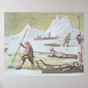 Poster Attendant sur la glace, détail de la chasse aux