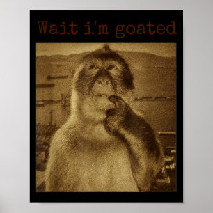 Poster Attends Je Suis Goated Drôle Singe Pensant Mème Vi
