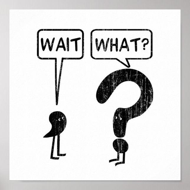 Poster Attends, Quoi ? Grammaire Humour bleu (Devant)