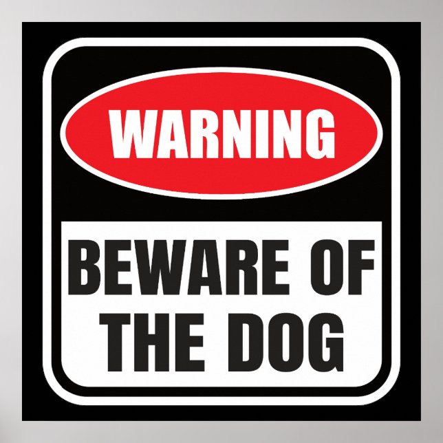 Poster Attention au panneau d'avertissement du chien (Devant)