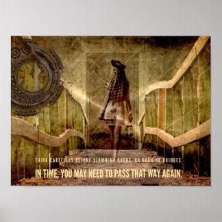Poster Attention Burning Bridges thème Motivational Poste
