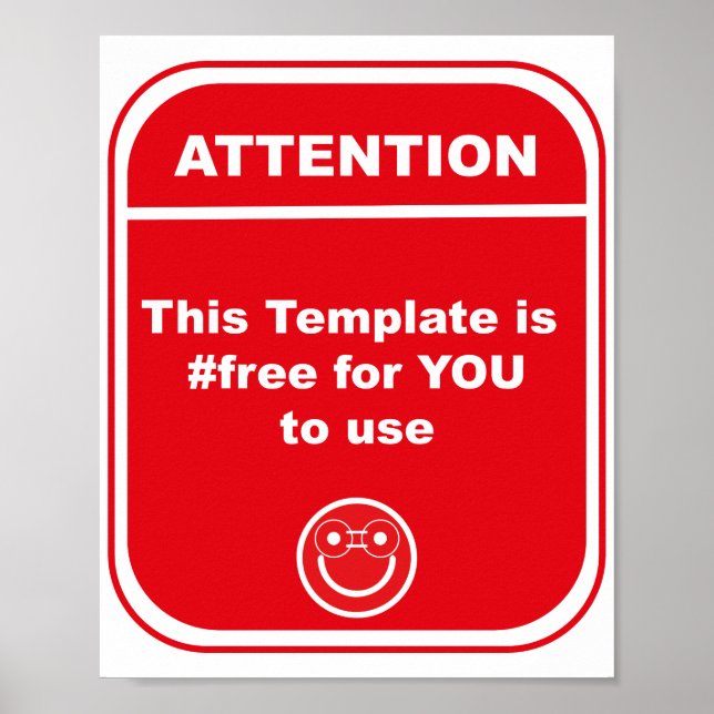Poster Attention Ce Modèle est #libre d'utiliser Cutomize (Devant)