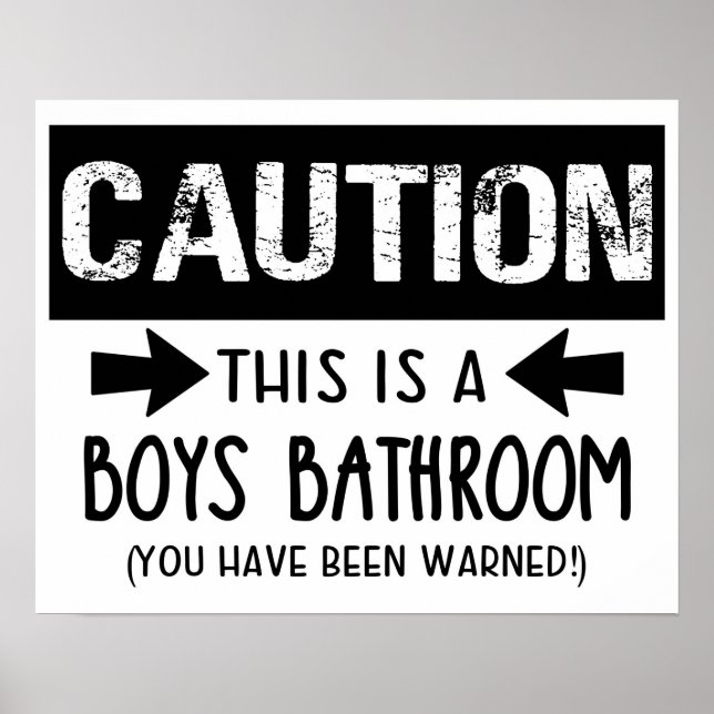 Poster Attention C'Est Un Garçon Salle De Bains Enfants A (Devant)
