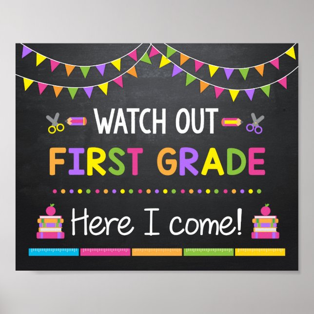 Poster Attention en première année Je reviens, à l'école (Devant)