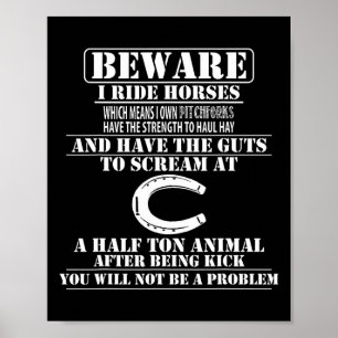 Poster Attention Je Ride Chevaux Équitation Équitation