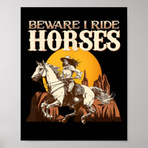 Poster Attention Je Ride Chevaux I Équestre Pony Horse Ve