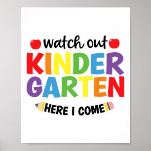 Poster Attention maternelle me voici Kinder retour à l'éc