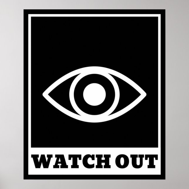 Poster Attention, Orwellien Big Brother vous regarde (Devant)