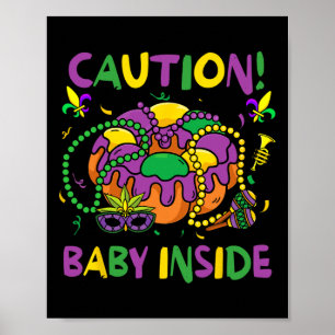 Poster Attention par Funny Mardi Gras Parade Carnaval