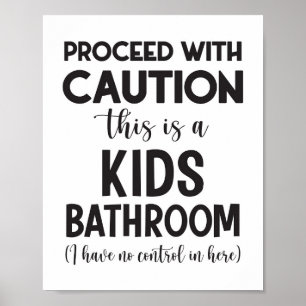Poster Attention, Salle De Bains Pour Enfants