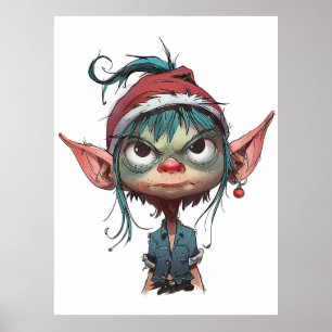 Poster Attitude des elfes de Noël grincheux