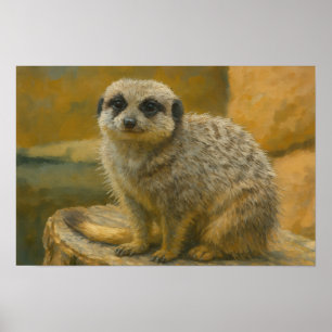 Poster Attitude - Meerkat Portrait réaliste