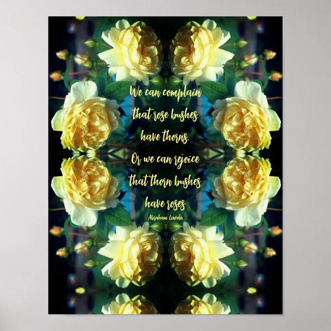 Poster Attitude Roses Jaunes Inspiration Abstraite (Devant)