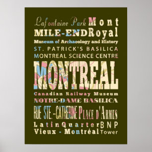 Poster Attractions et endroits célèbres de Montréal,