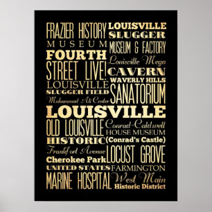 Poster Attractions et lieux célèbres de Louisville, Kentu