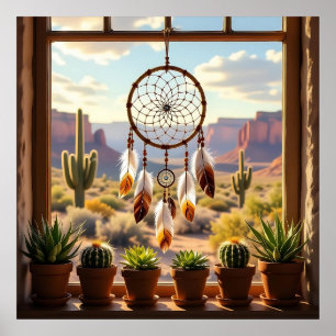 Poster Attrape-rêves, canyons du désert, cactus