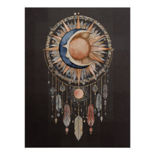 Poster Attrapeur de rêves Soleil Lune Céleste