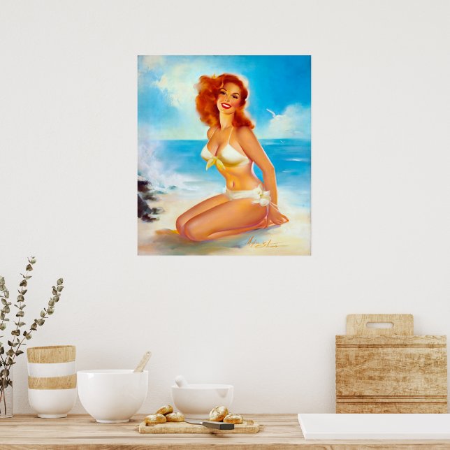 Poster Au Beach Pin Up