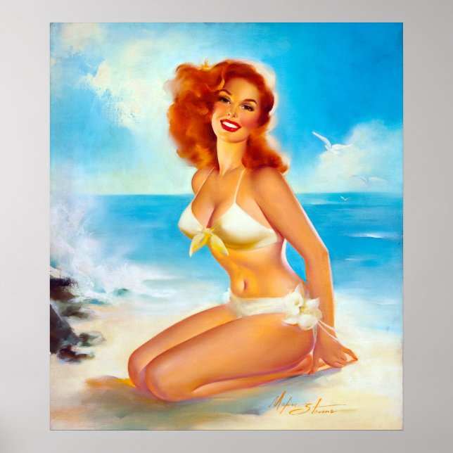 Poster Au Beach Pin Up (Devant)