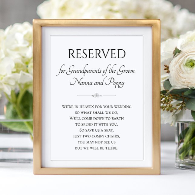 Poster Au Ciel grands-parents de Groom Mariage commémorat (Créateur téléchargé)