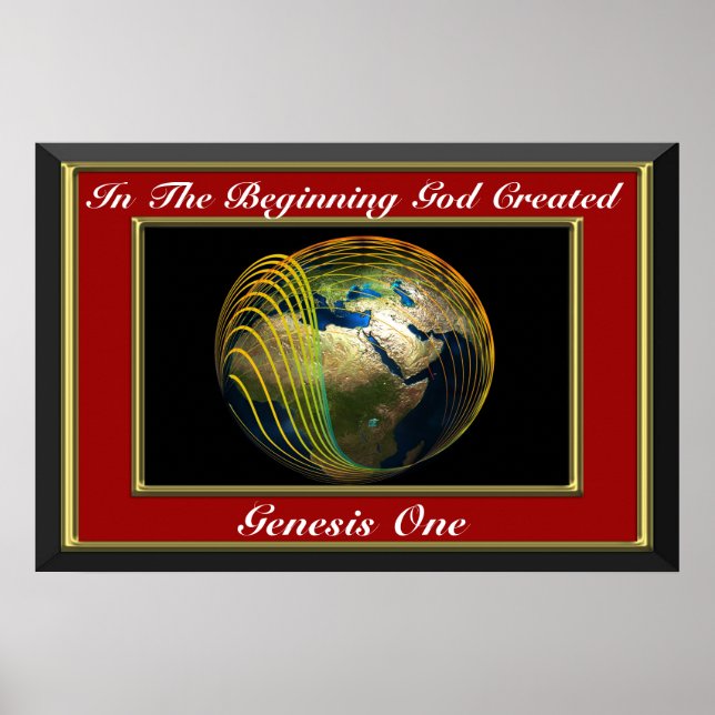 Poster Au commencement Dieu créa Genèse Rouge (Devant)