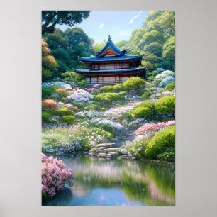 Poster Au-dessus dans le jardin japonais