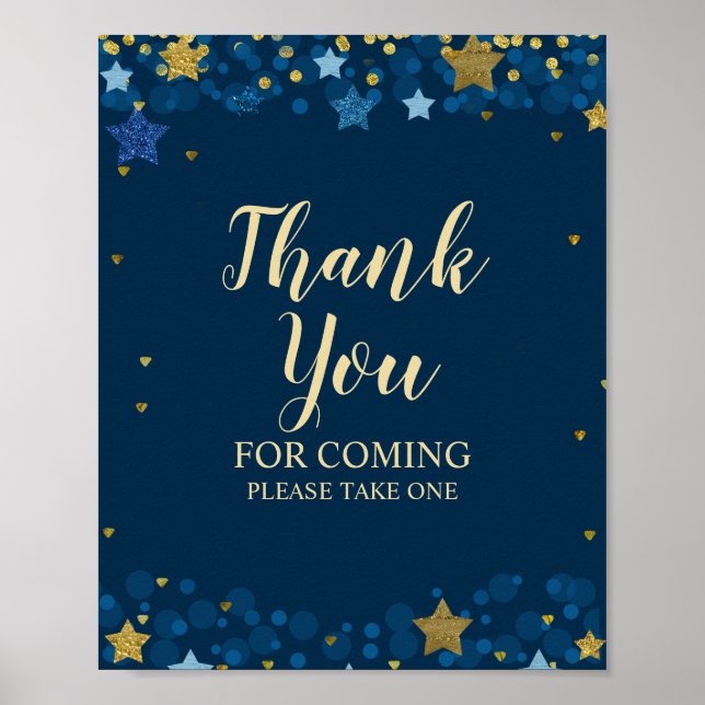 Poster Au-dessus de la lune Baby shower Merci pour venir (Devant)
