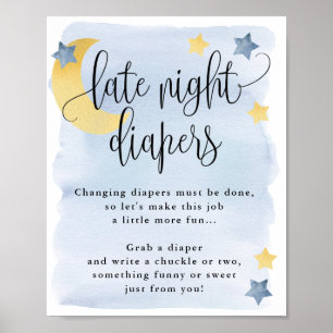 Poster Au-dessus de la lune Bleu tard la nuit Diapeurs Ac