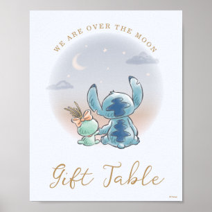 Poster Au-dessus de la lune - Boy Baby shower Table cadea