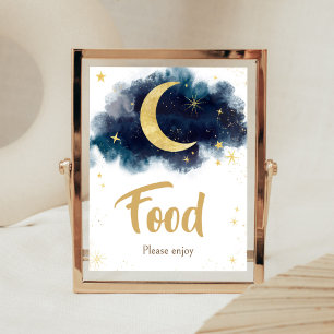 Poster Au-dessus de la lune Gold Stars Blue Food