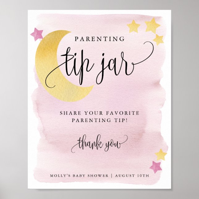 Poster Au-dessus de la lune rose Parenting Conseils Affic (Devant)