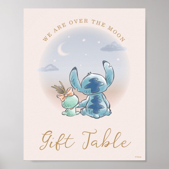 Poster Au-dessus de la lune - Table cadeau Baby shower fi (Devant)