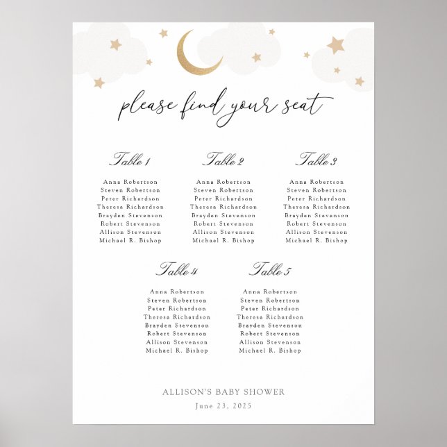 Poster Au-dessus du Baby shower de la Lune (Devant)