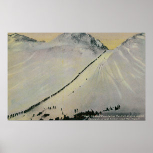 Poster Au-dessus du col Chilkoot pendant la ruée vers l'o