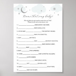 Poster Au-dessus du nom de la lune qui chante Baby shower