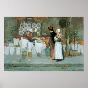 Poster Au fleuriste de Childe Hassam, Art Vintage