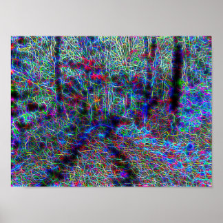 Poster Au milieu des feux de néon de la forêt