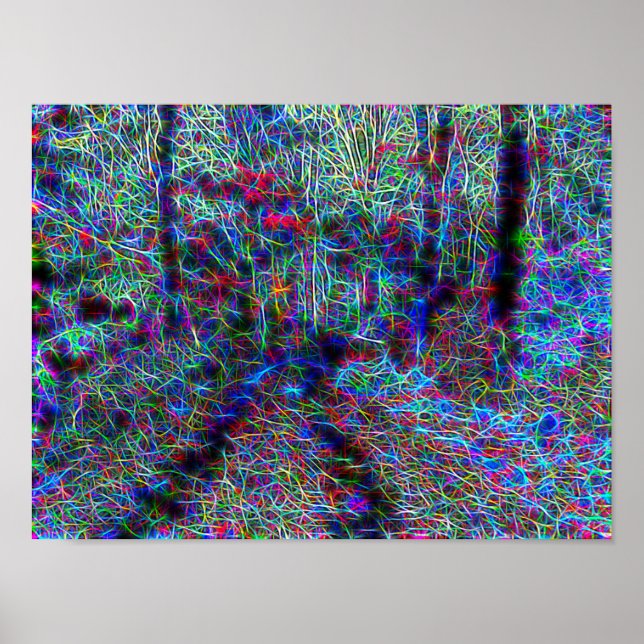 Poster Au milieu des feux de néon de la forêt (Devant)