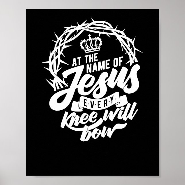 Poster Au Nom De Jésus, Chaque Genou Fera Bow Christian (Devant)