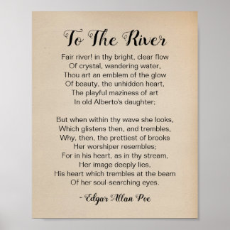 Poster Au poème de la rivière par Edgar Allan Poe Vintage