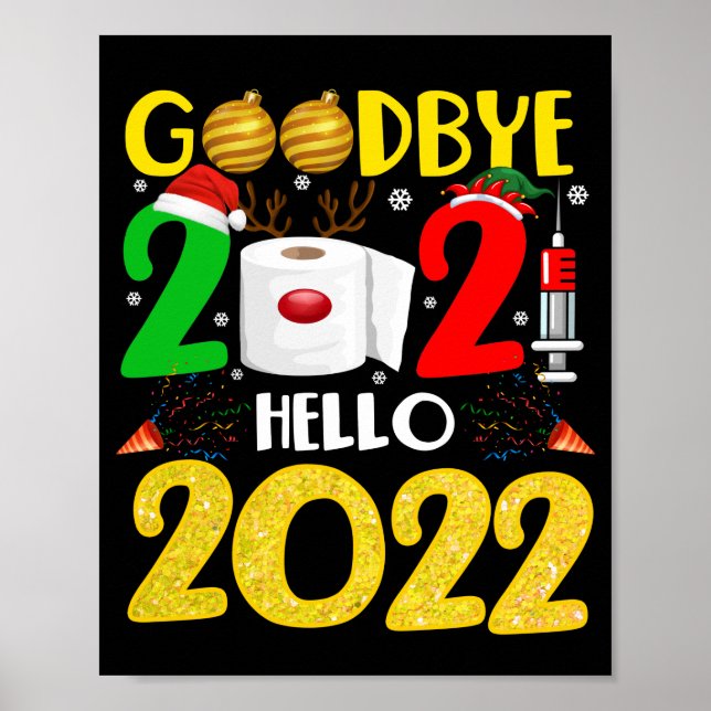 Poster Au revoir 2021 Bonjour 2022 - Joyeux Pyjama du Nou (Devant)