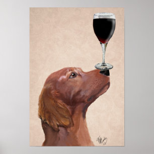 Poster Au Vin de chien de poseur rouge