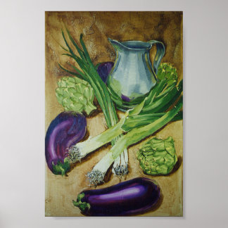 Poster Aubergine, poitrine et artichaut